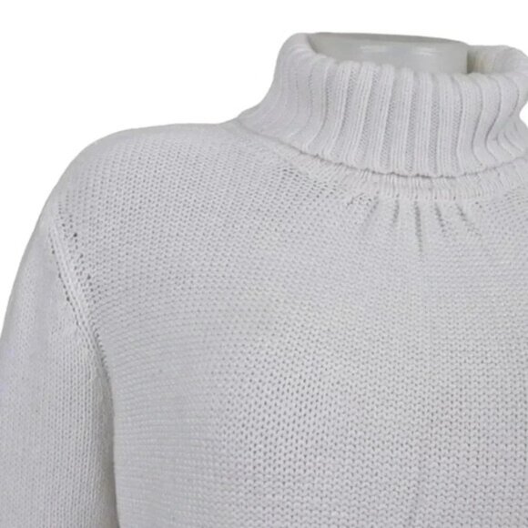 J Jill Turtleneck Knit  Sweater White Long Sleeve Size Medium - Picture 4 of 12
